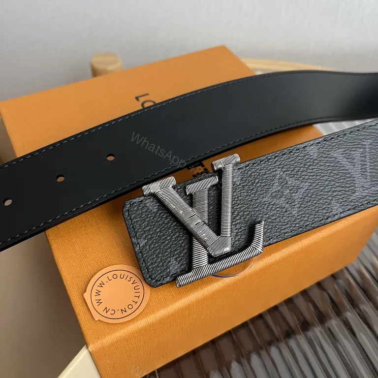 View 6 of Refined LV Monogram Belt with Signature Buckle - Luxury Leather Belt