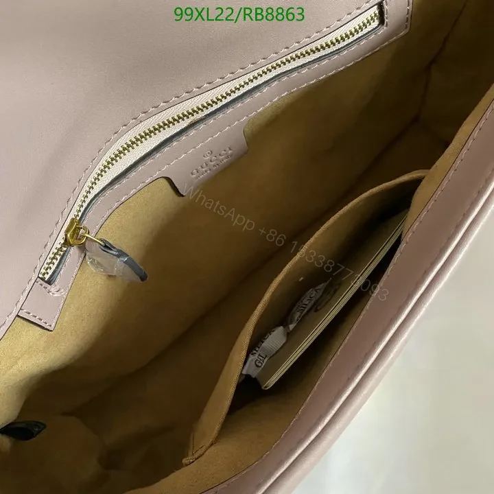 View 8 of Small Gucci GG Marmont Chain Bag in White Chevron Leather 987654