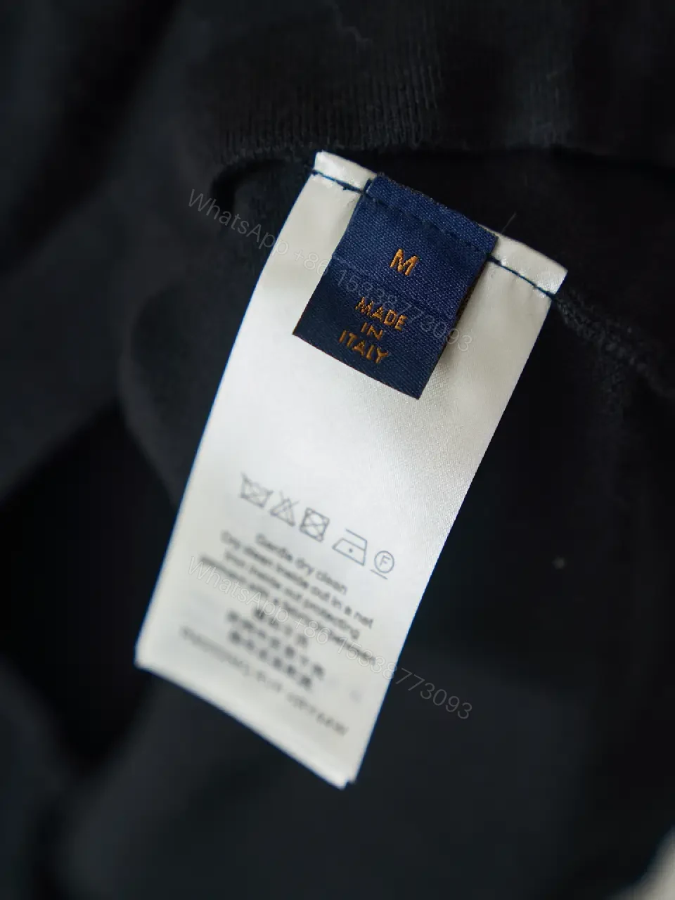 View 5 of Black Embroidered Heart Crewneck T-Shirt Louis Vuitton Logo Outline Feature
