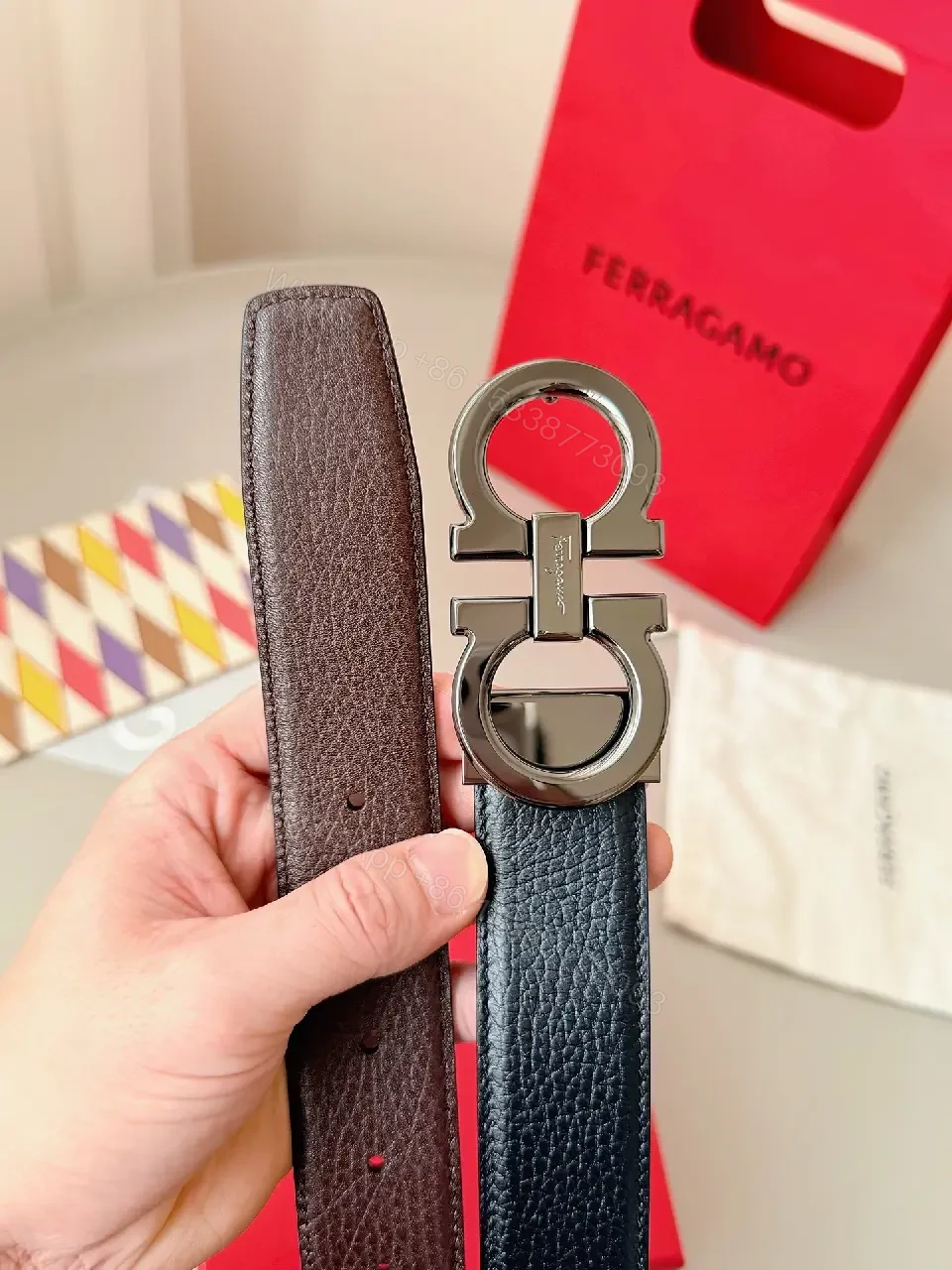View 7 of Silk-Soft Leather Belt with Signature Buckle – Modern Texture