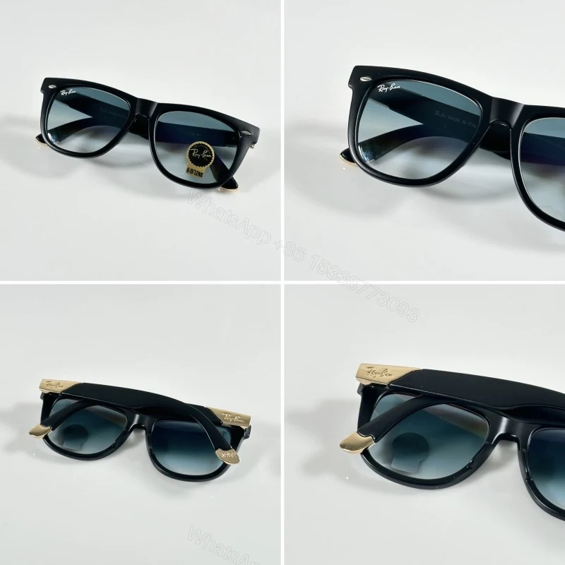 View 2 of First Copy Ray Ban 2140 Wayfarer Gold Black Blue Men’s Sunglasses Glass Quality