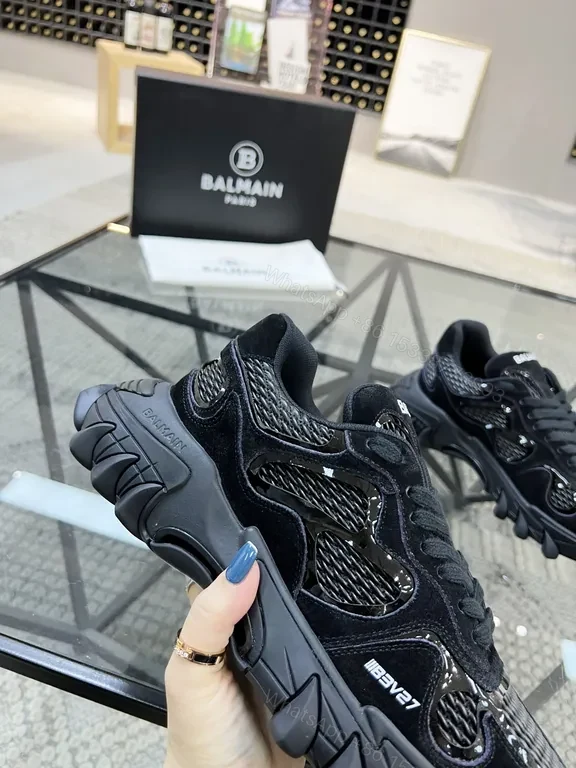 View 5 of Textured Black Balmain High-Top Sneakers: All-Day Comfort