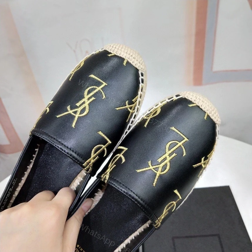 View 5 of 高仿YSL/聖羅蘭*4848920小羊皮漁夫鞋刺繡LOGO黑色免檢版