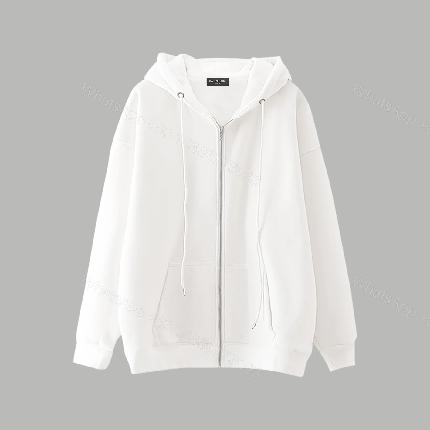 Balenciaga原單帽T 白色素面極簡風連帽外套 — view 1