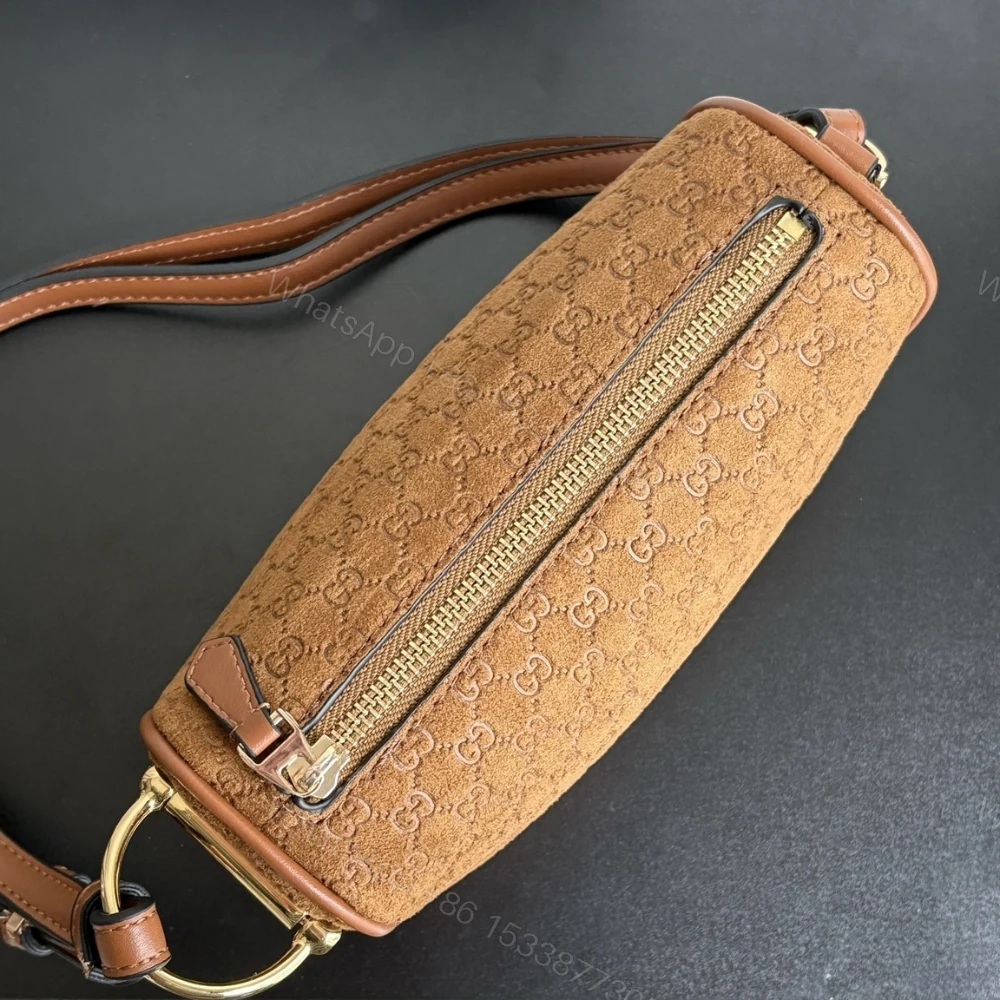 View 7 of Gucci Half Horsebit Mini Bag Brown GG Suede 19Cm
