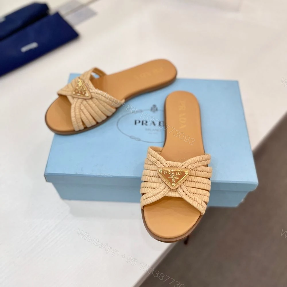 View 8 of Prada Crochet Slides Natural
