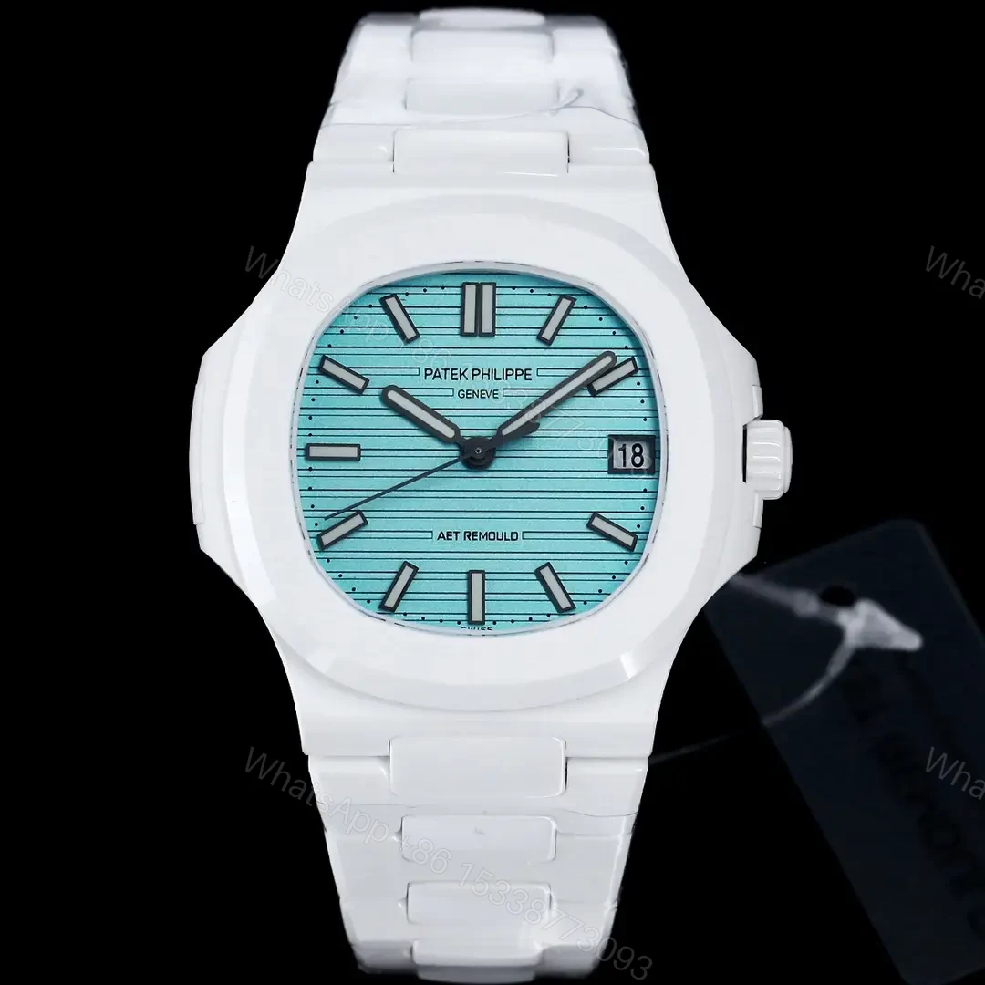 Patek Philippe Tiffany Ceramic Nautilus Watch White Bracelet Ultimate 40MM PP-NAU-TIFF-CER-WHT40-V2 — view 1