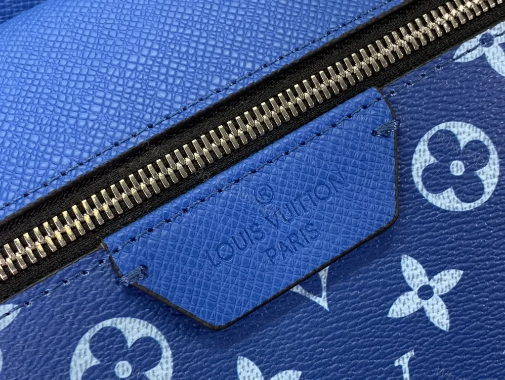 View 4 of Blue Monogram Luxe Backpack: Compact, Durable, Designer-Inspired
