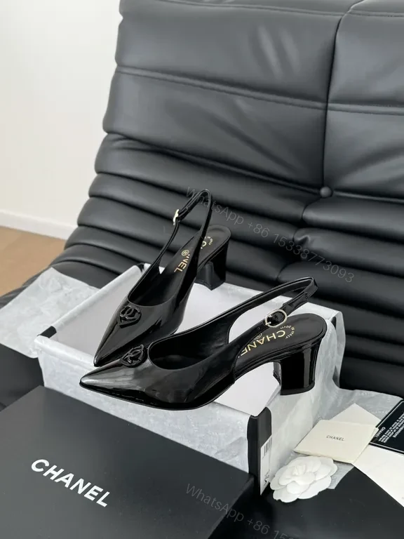 View 9 of Chanel-Inspired Black Patent Slingback Pumps: Sleek Elevation