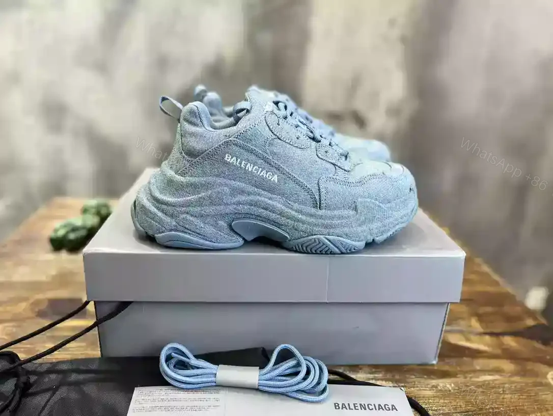 View 2 of BALENCIAGA WOMEN’S TRIPLE S SNEAKER DENIM IN BLUE – BB255