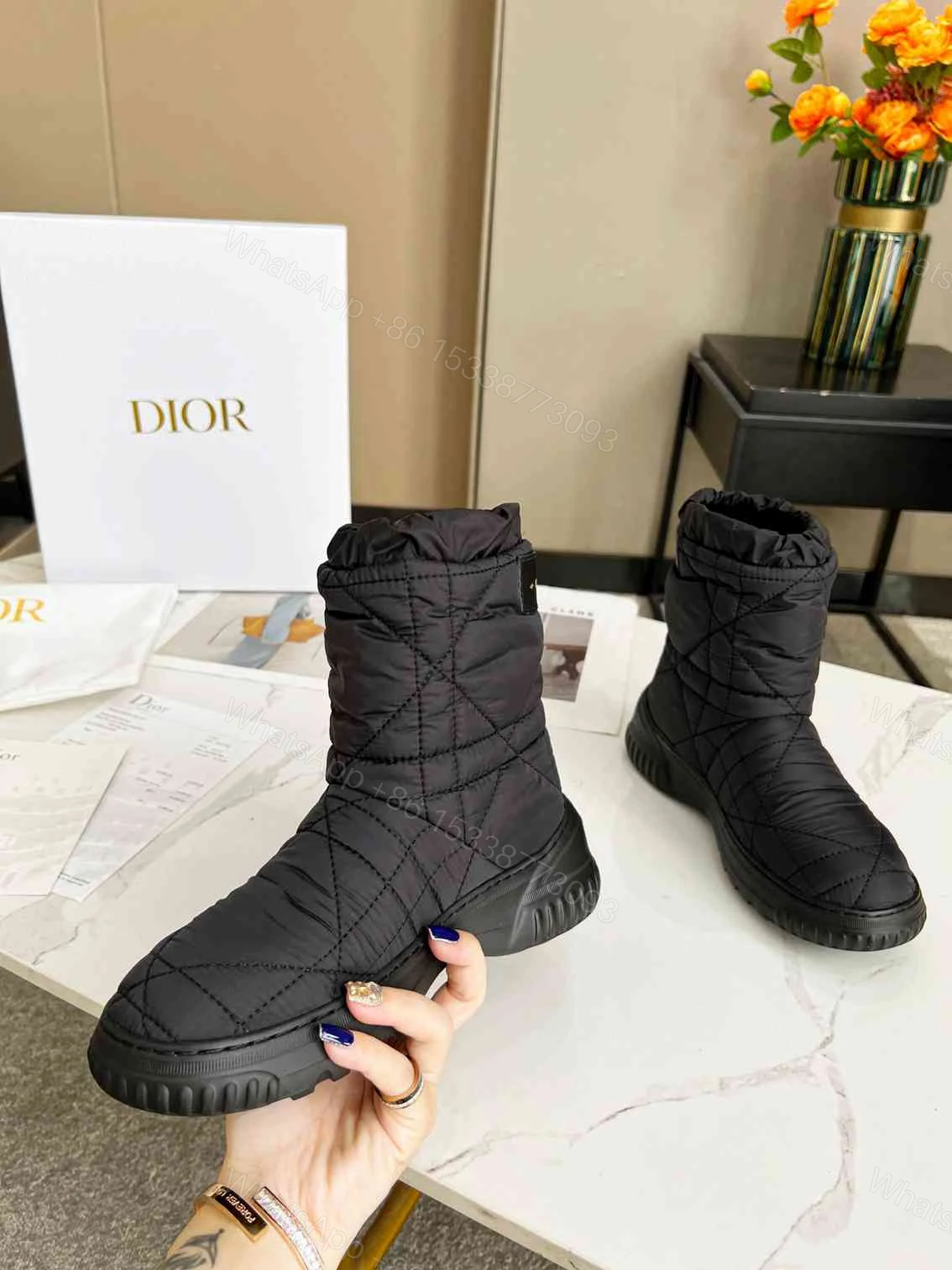 View 8 of DIOR FROST ANKLE BOOT BLACK QUILTED NYLON BLACK