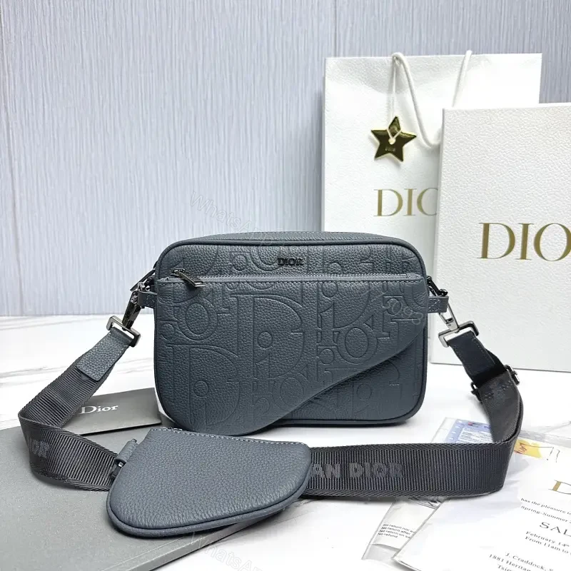 Chic Pebbled Leather Crossbody Bag - Structured, Monogram Texture, All-Day — view 1