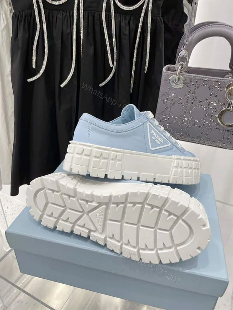 View 8 of PRADA DOUBLE WHEEL RE-NYLON GABARDINE SNEAKERS LIGHT BLUE – PRD085