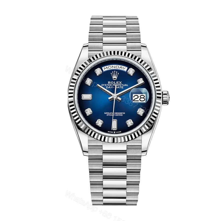 Rolex Day-Date 128239 Super Clone: 36mm White Gold Blue Diamond Dial President — view 1