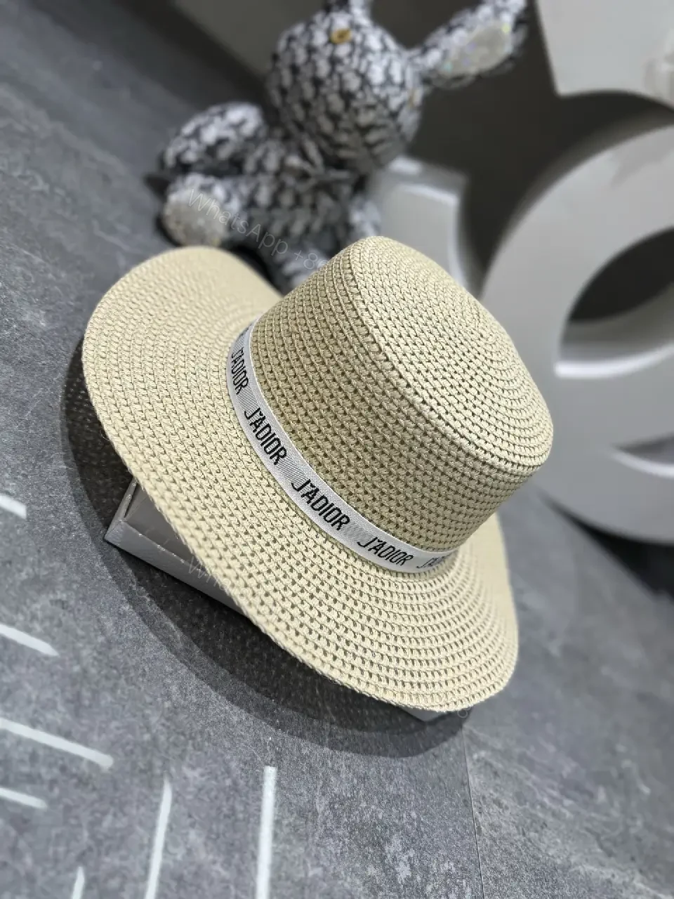 View 7 of Straw Bucket Hat Woven Wide-Brim Floppy J'ADIOR Ribbon Hats