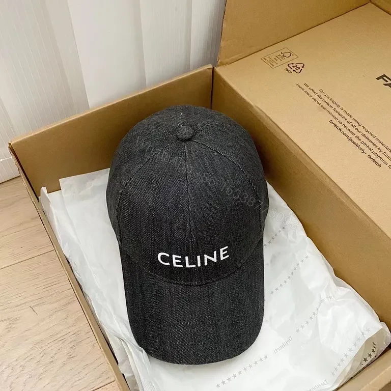 View 2 of Charcoal Denim Cap: Clean CELINE Embroidery, Premium Casual