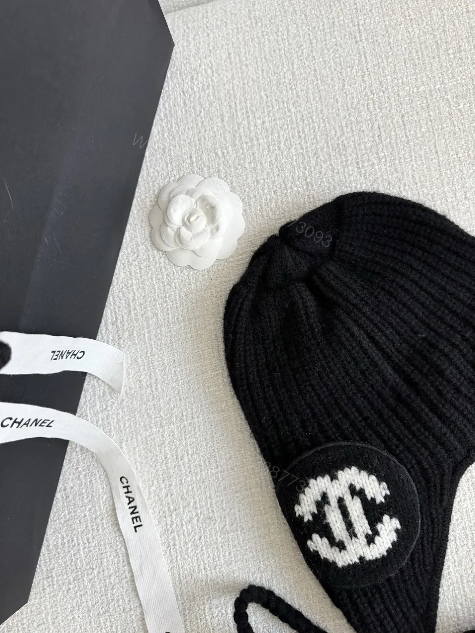 View 7 of Chic Knit Beanie with Logo Patches and Earflaps