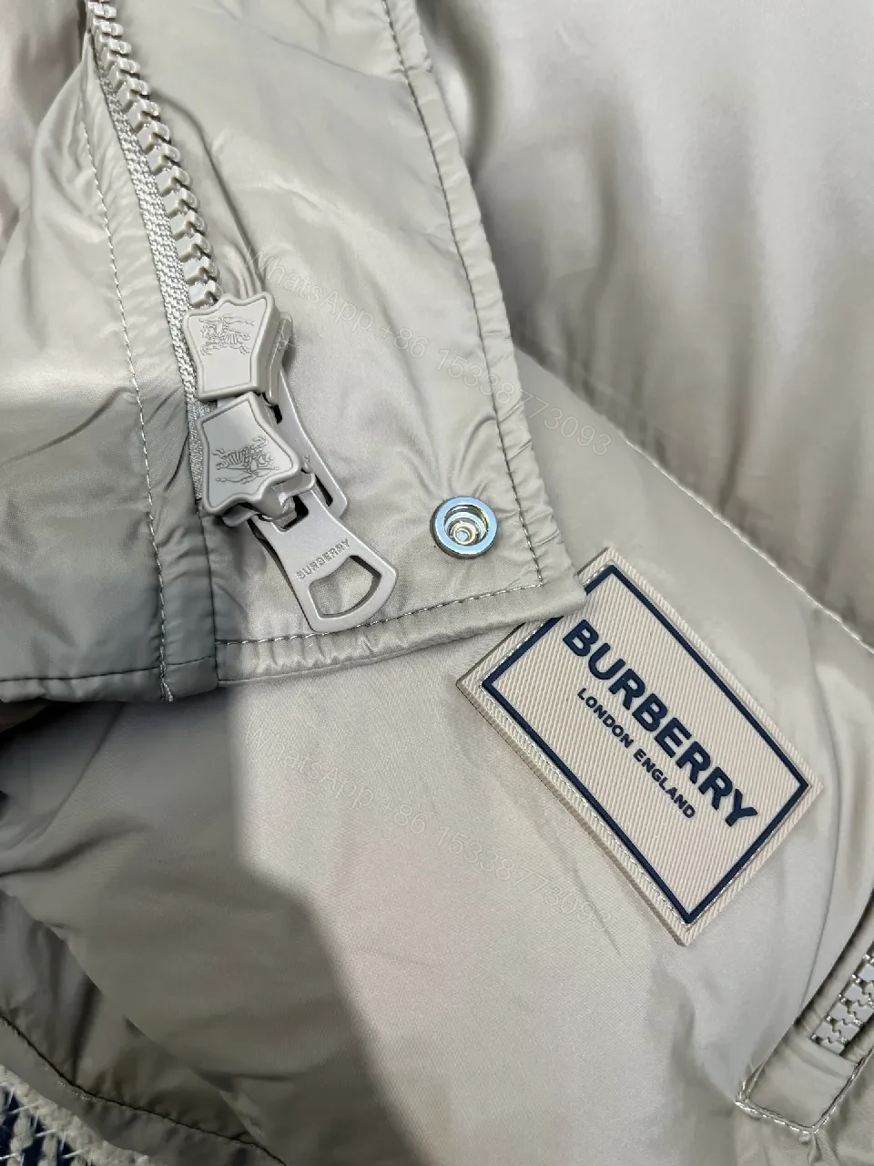 View 4 of Camel Quilted Puffer Jacket: Insulated, Plaid-Lined Luxury Coat