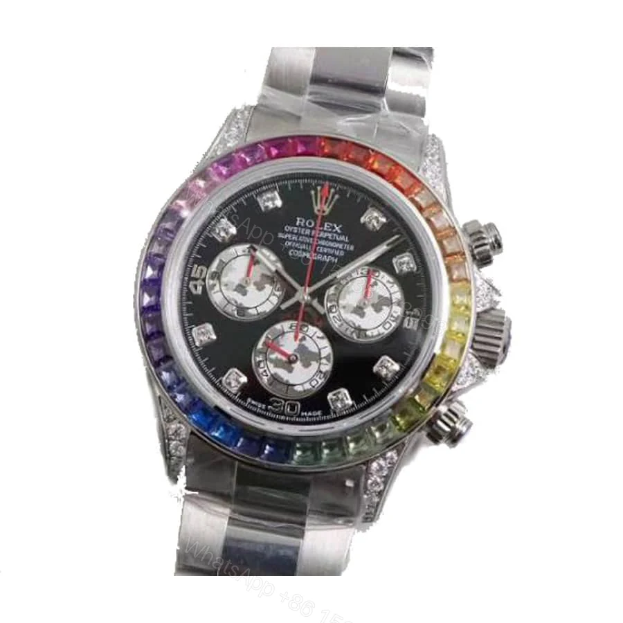 View 3 of Rolex Cosmograph Daytona 116509 Super Clone: 40mm White Gold Black Diamond Dial