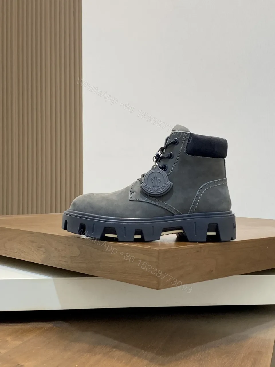 View 5 of Graphite Suede Rugged-Chic Boots with Plush Collar