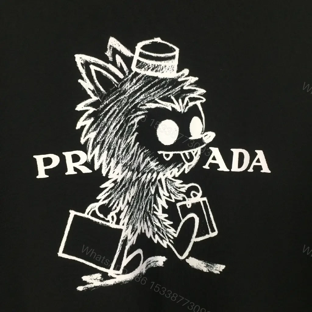 View 3 of Graphic-Print Tee | Black Cotton-Blend, Relaxed Fit, Statement Motif