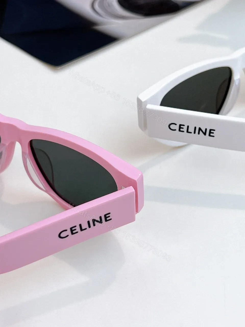View 3 of White Frame, Brown Lens Luxe Sunglasses - Sleek Cat-Eye Style