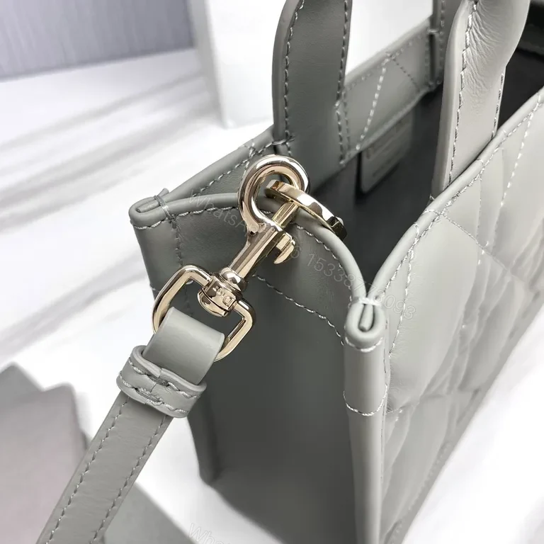View 6 of Grey Quilted Lady Imitation Dior Top-Handle Bag