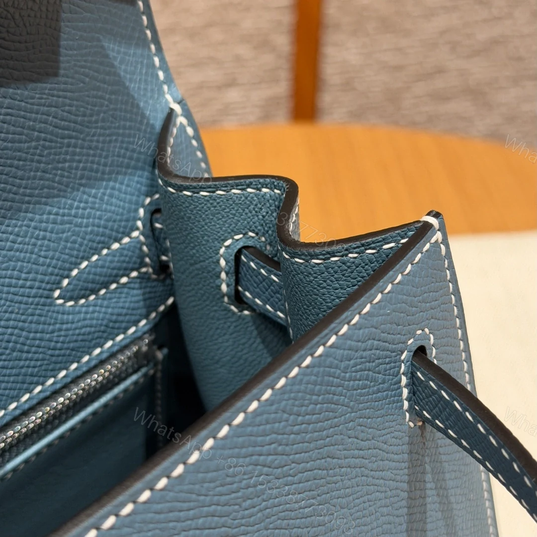 View 12 of 高仿Hermes*Kelly25系列H043110EP7C牛仔藍銀扣牛皮純手工