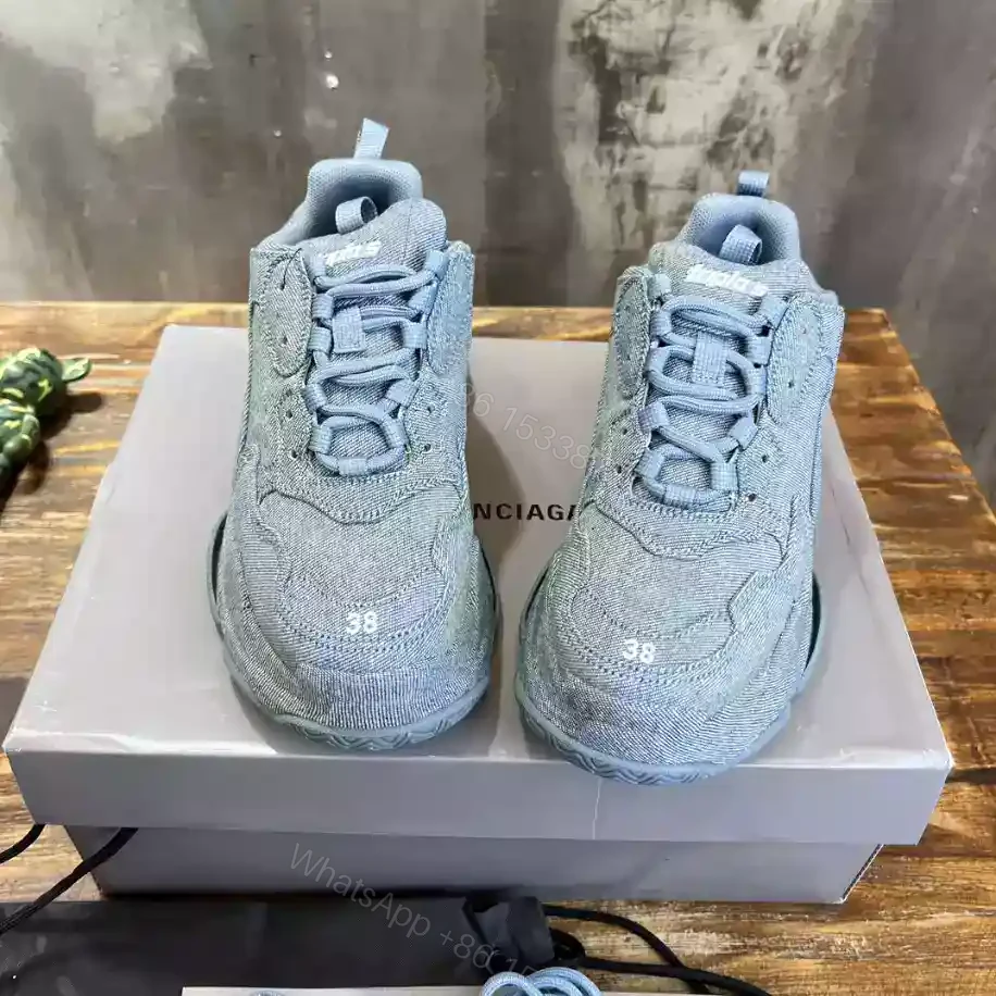 View 6 of BALENCIAGA WOMEN’S TRIPLE S SNEAKER DENIM IN BLUE – BB255