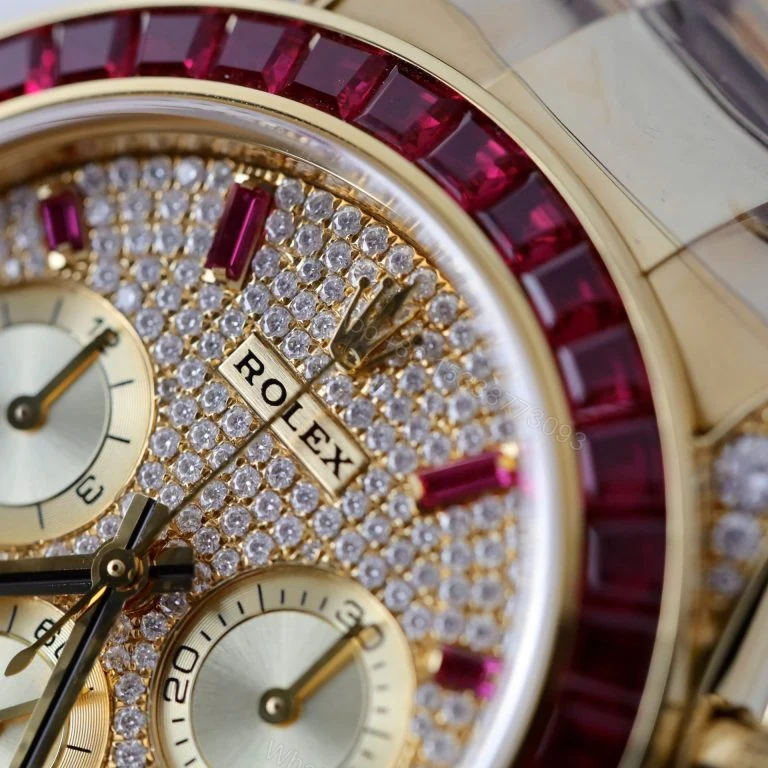 View 2 of Daytona 126598TRU 40mm Super Clone Custom Gold Wrapped, Ruby & Moissanite Diamonds