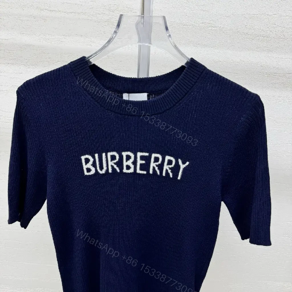 View 2 of Chic Navy Knit Tee: Premium Textured Crew-Neck Top