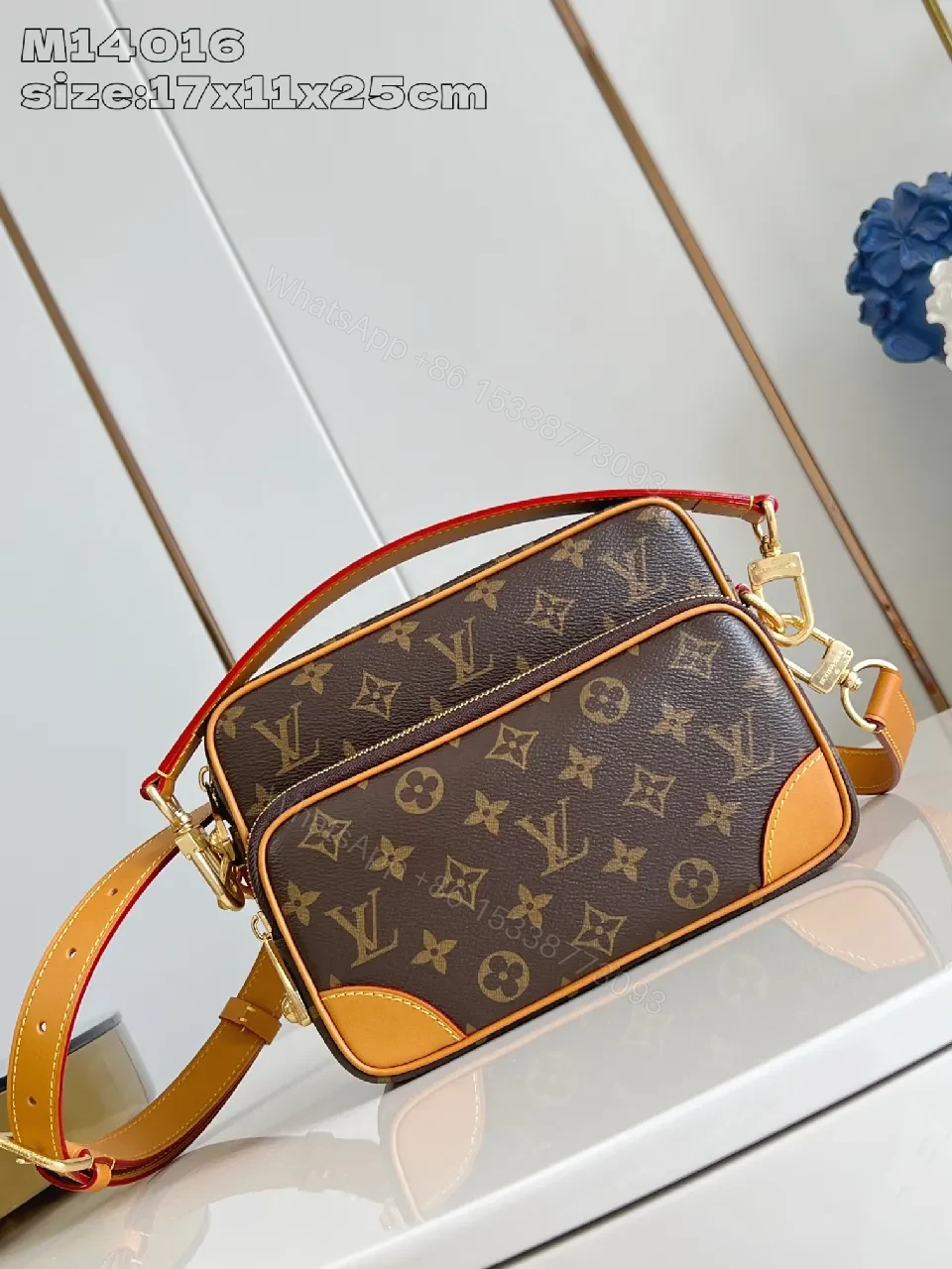 Monogram Crossbody: Warm Leather Trim, City Luxury, Compact All-Day — view 1