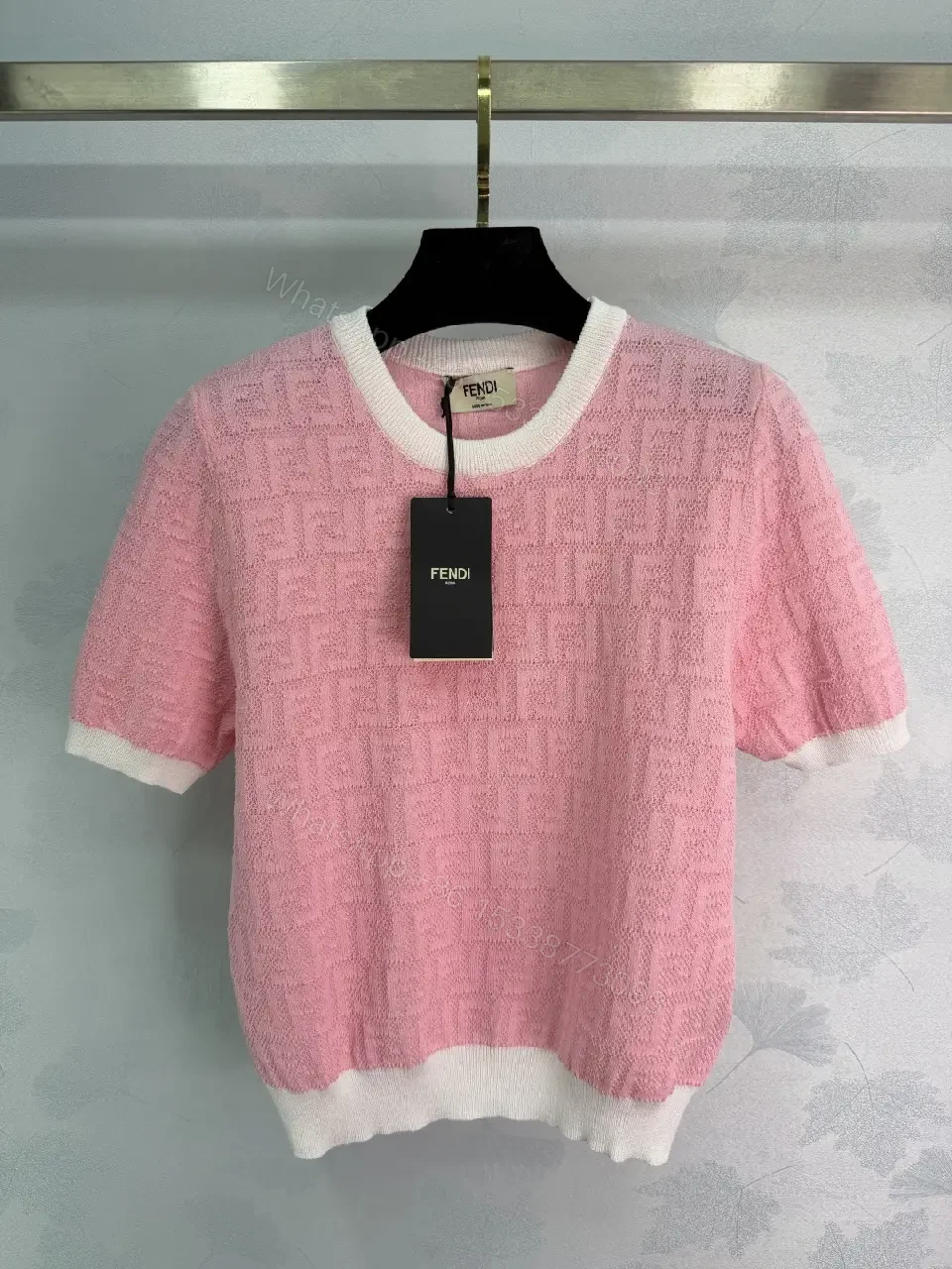 View 5 of Pink Knit with Signature FF Texture Comfort Top