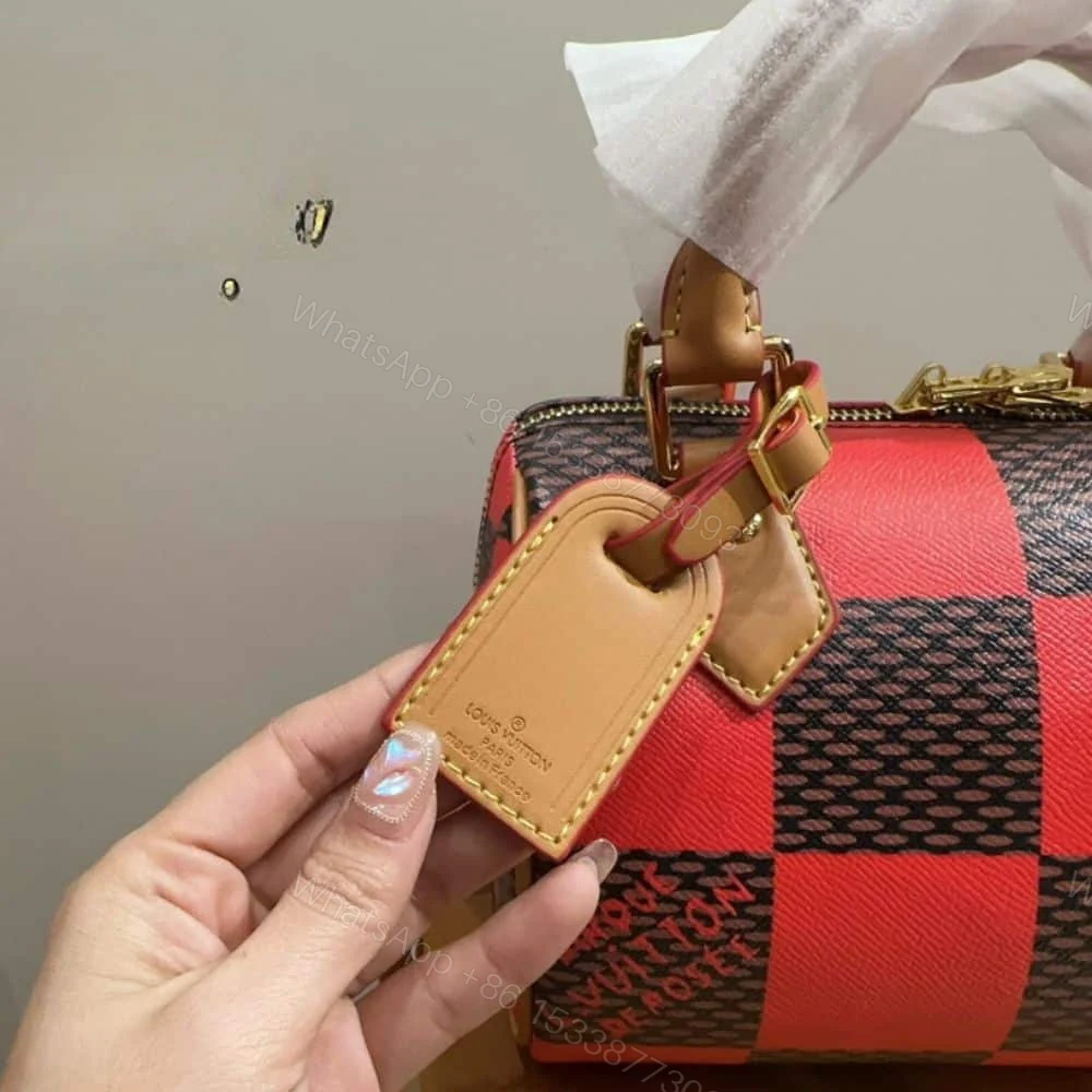 View 3 of Louis Vuitton Speedy Bandoulière 20 Damier Red And Black 20Cm