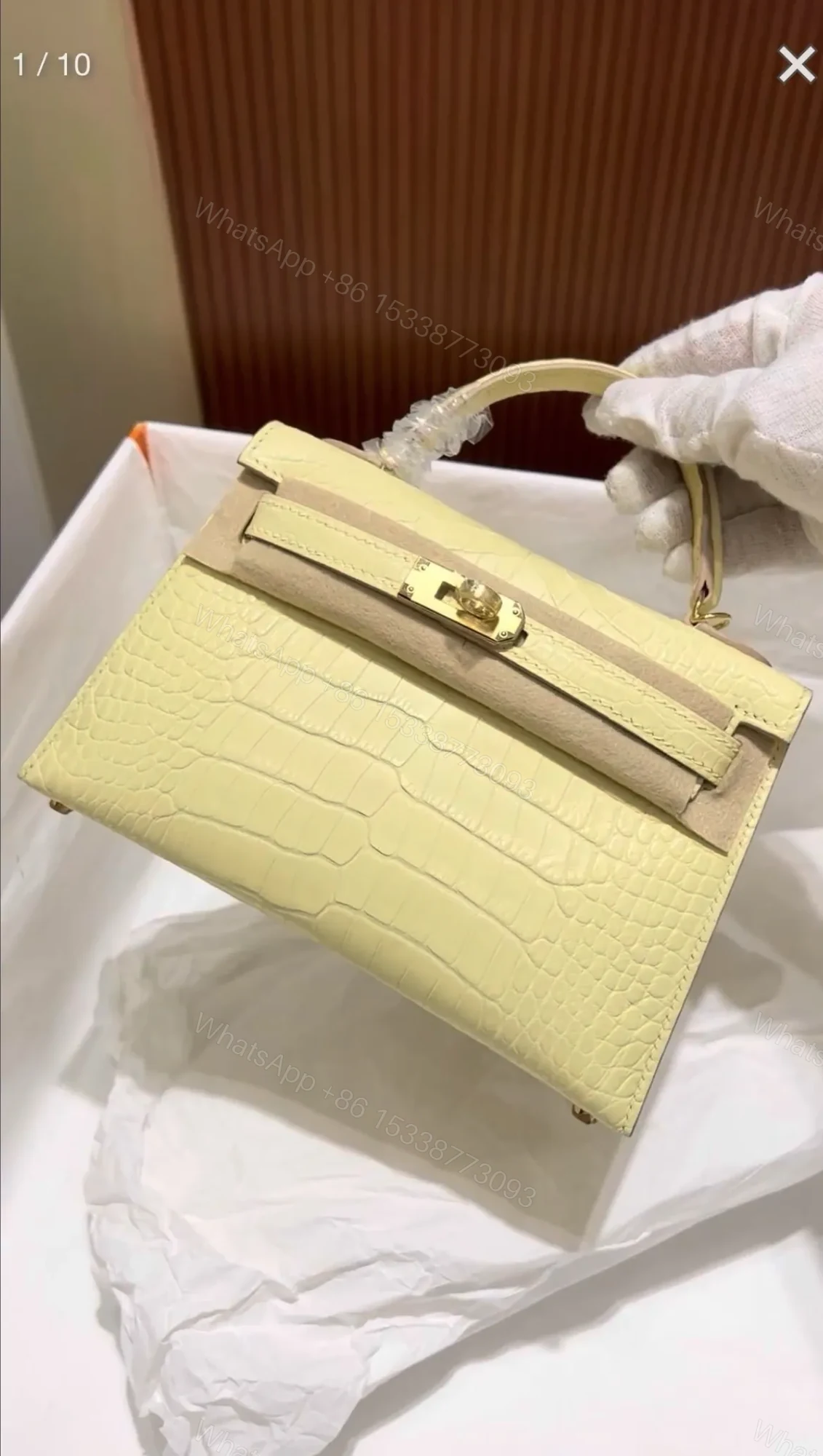 Hermes Kelly 20 Yellow Crocodile Leather — view 1