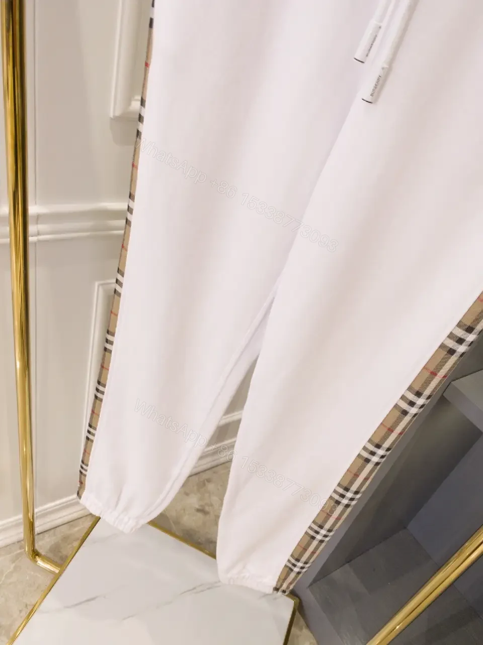 View 2 of Chic Comfort Jogger Pants with Plaid Stripe Details