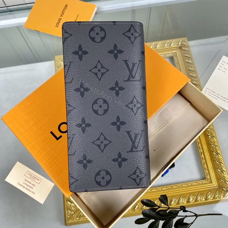 Monogram Charcoal Pebble Leather Wallet â€“ Fold-Over, Card + Cash Storage — view 1
