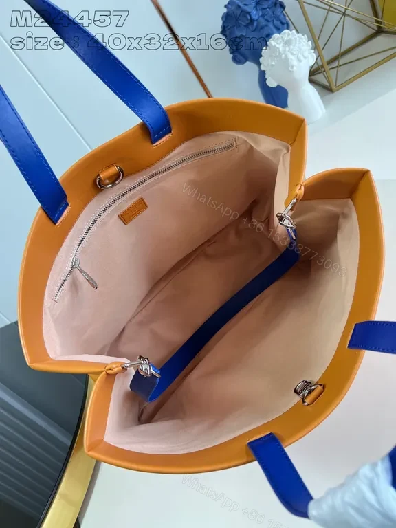 View 3 of Blue Leather-Style Luxe Tote: Modern, Durable, Everyday Statement
