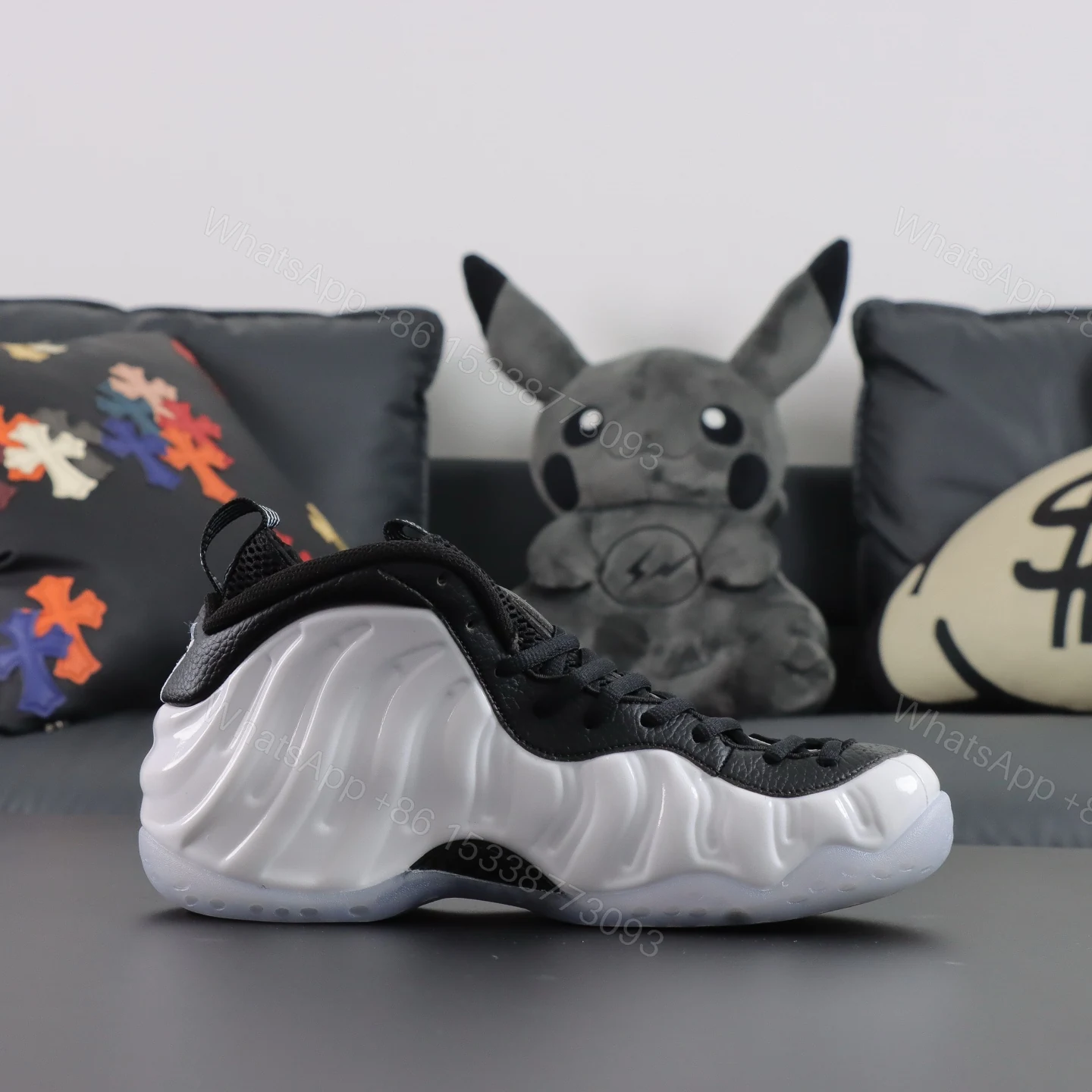 View 2 of Foamposite One White and Black