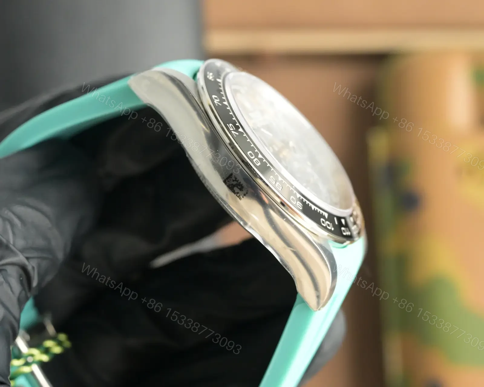View 5 of Rolex Daytona Carbon Skeleton Black Dial Tiffany Strap Edition 40mm RG-DAYTONA-CARBON-SKELETON-TIFFANY