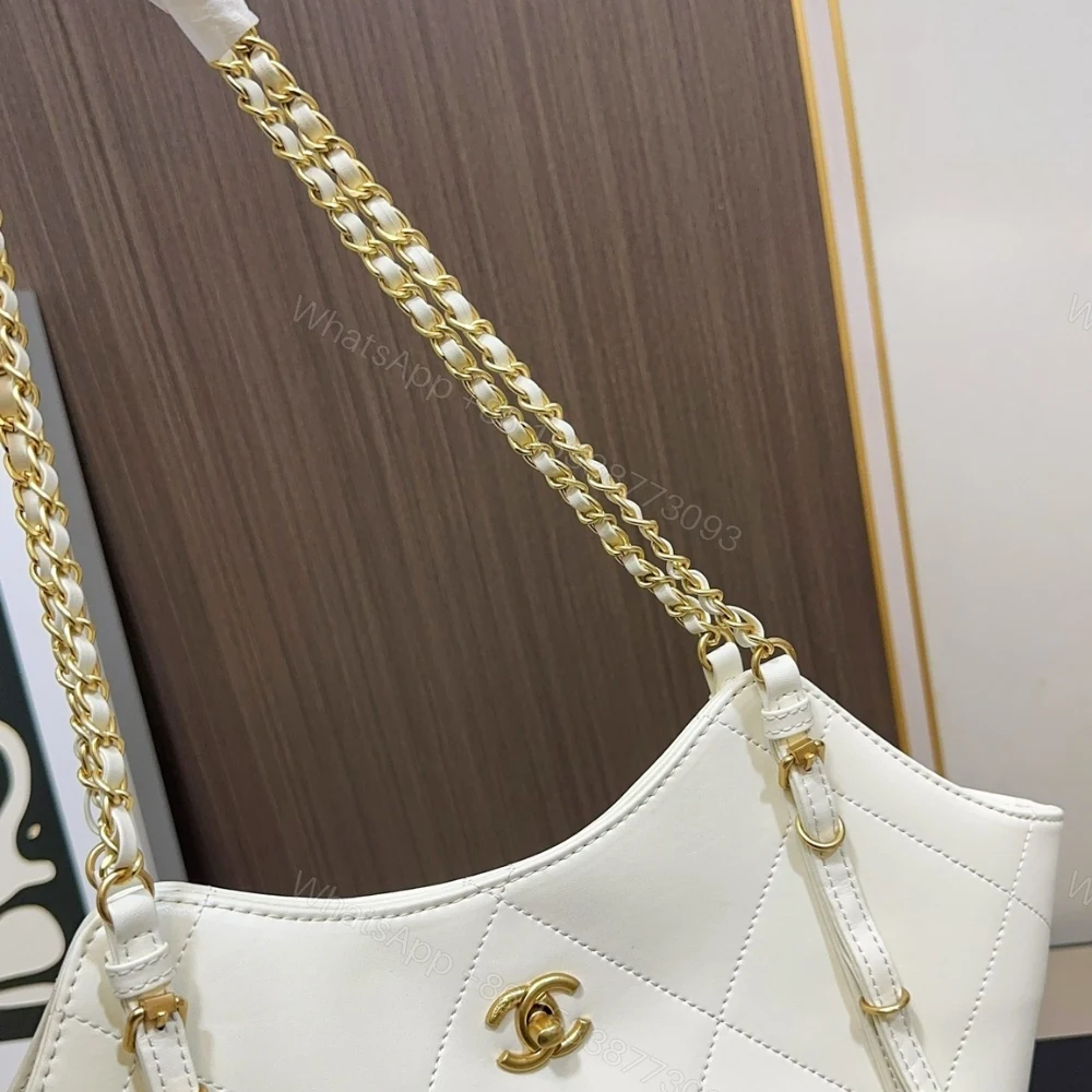 View 6 of Chanel Shopping Bag And Gold Tone Metal White 21Cm