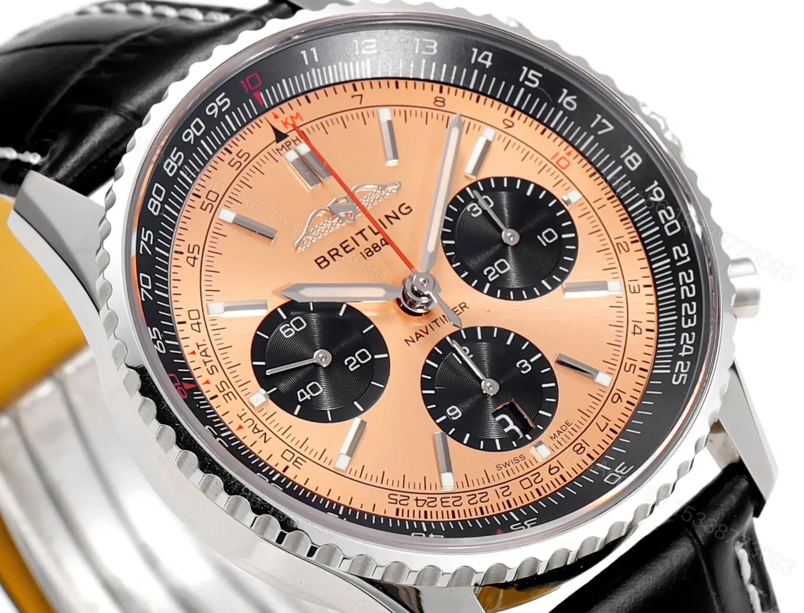 View 3 of Super Clone Breitling Navitimer B01 Copper Leather Strap 43MM Premium BRE-NAV-B01-43-COP-LTH