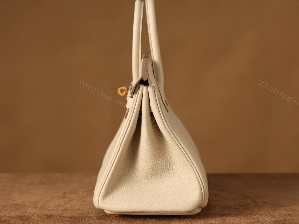 View 6 of 高仿真皮HermesBirkin25柏金包正品級別奶昔金扣