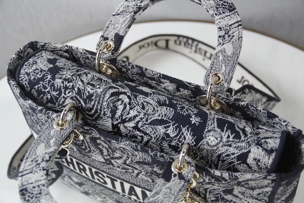 View 2 of Navy-Ivory Jacquard Tote: Luxe Everyday Carryall