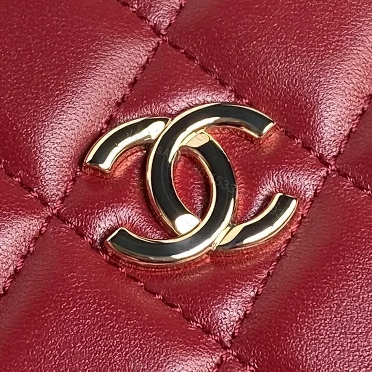 View 3 of Red Quilted Mini Satchel with Gold Chain - Chic Couture Bag