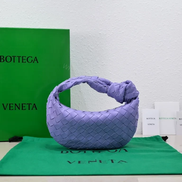 View 8 of Lavender Leather Bag, Knotted Interwoven Texture, Designer-Inspired Tote