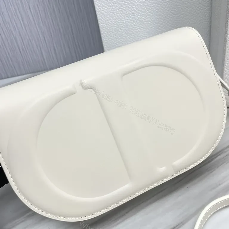 View 8 of Minimalist Dior Soft-Curve Bag: White Leather, Gold Hardware, Luxe Compact Crossbody