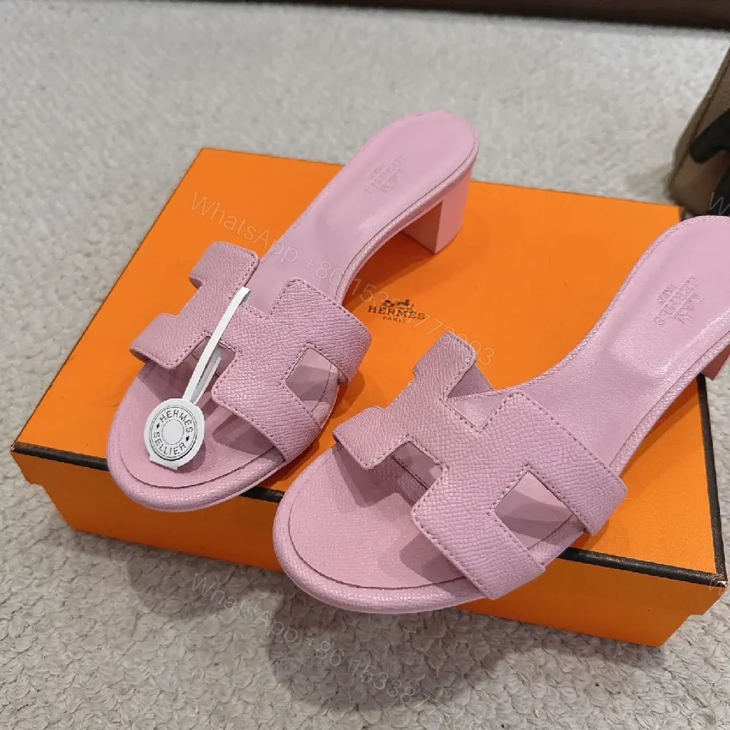 View 5 of Pink Leather Sandals Lux Style Key H Disney Hermès vibe SLIDE