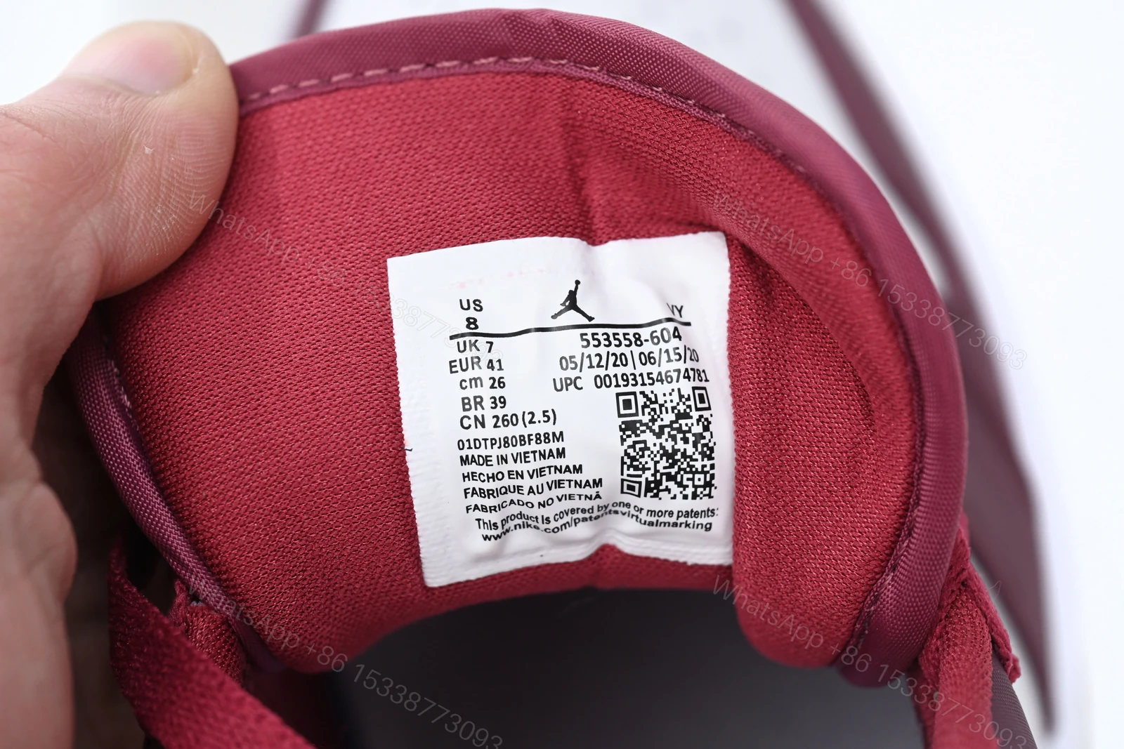 View 12 of Air Jordan 1 Low Noble Red 553558-604