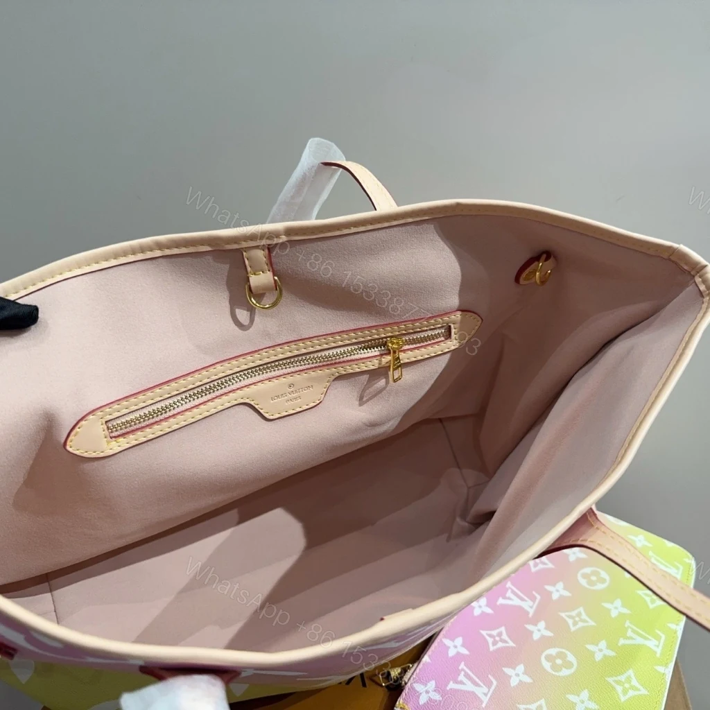 View 3 of Louis Vuitton Neverfull MM By The Pool Monogram Giant Yellow Pink 31Cm M45680